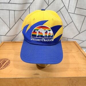Mitchell & Ness Denver Nuggets Snapback Hat Yellow Blue Rainbow Skyline NBA Cap